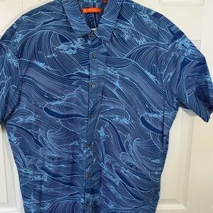 Tori Richard Blue Ocean Wave Casual Button Down Shirt